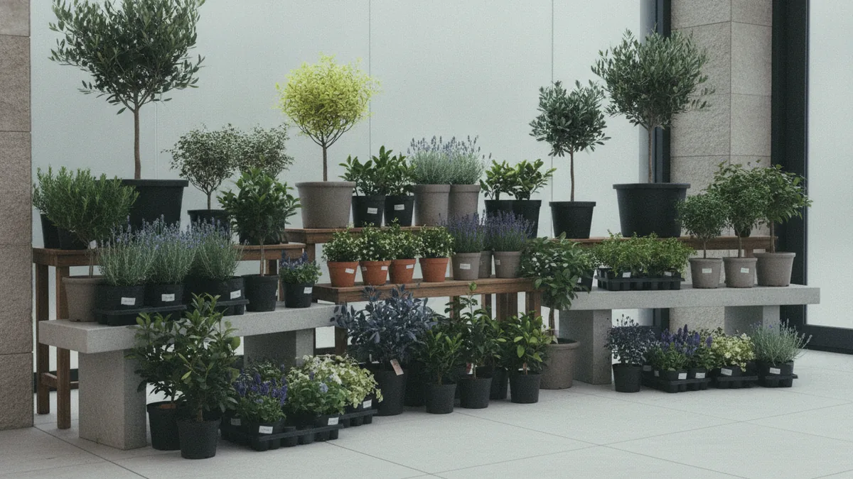 Plant display setup suited for customer browsing and seasonal sales