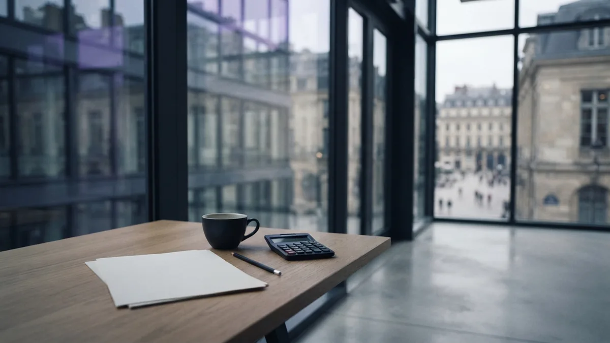 Uncluttered meeting table prepared for careful market research and planning