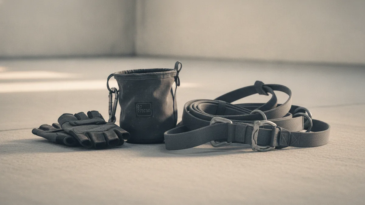Climbing gear arranged for planning and safe gym operations