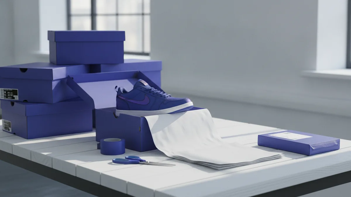 Shoe business model setup with wholesale boxes, custom shoes, and shipping supplies
