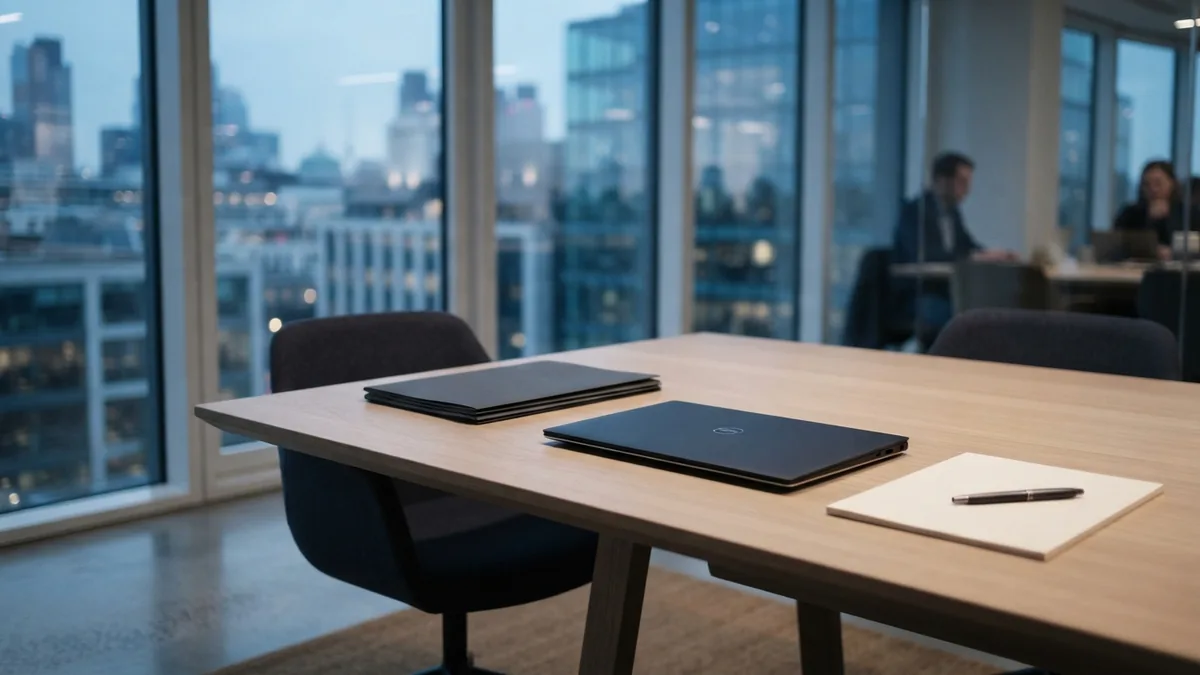 A focused business planning meeting room Minimal European meeting room prepared for a focused business planning session