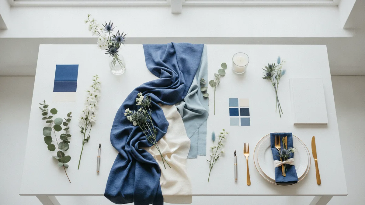Creating a wedding brand identity Wedding planner building a polished brand board with colors and floral details