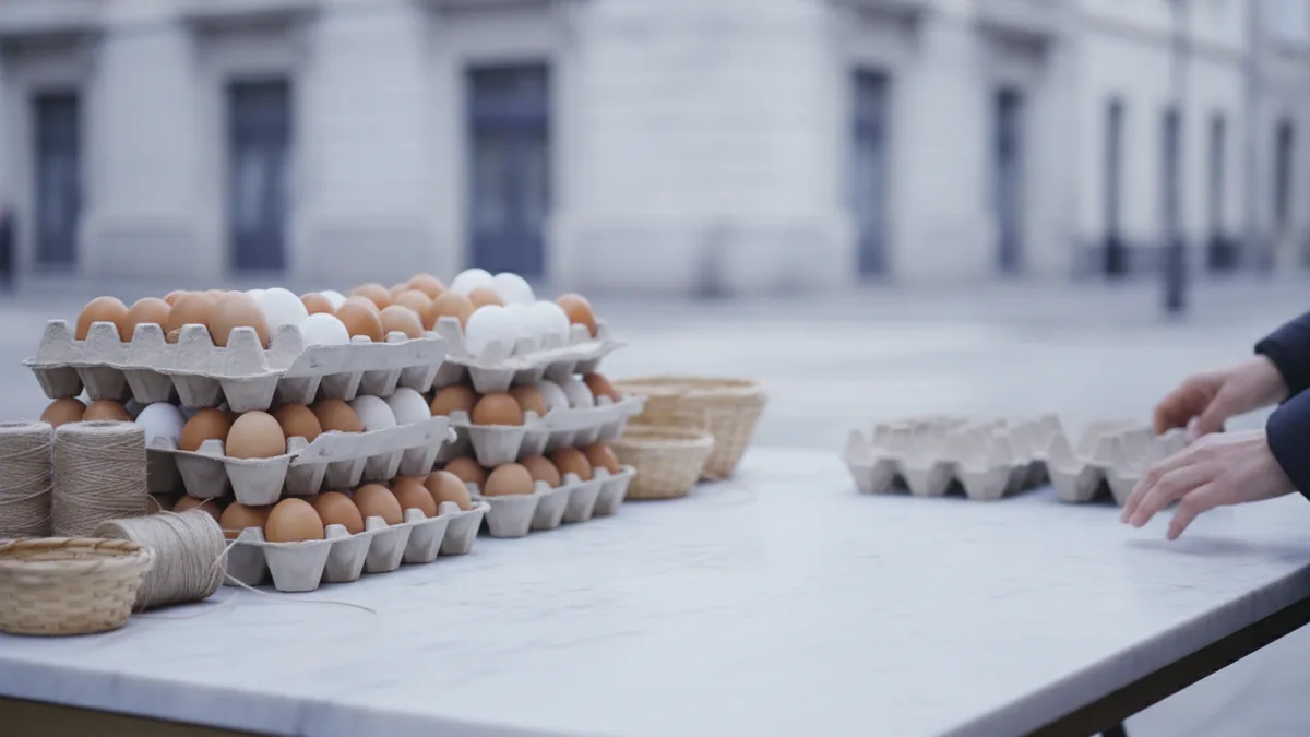 Organized eggs display for local sales at a market stall