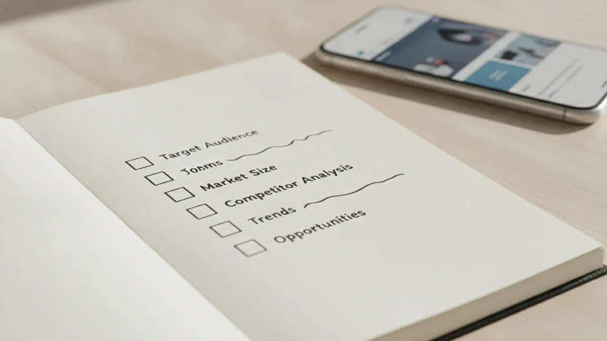 Reviewing market research notes for an internet business plan