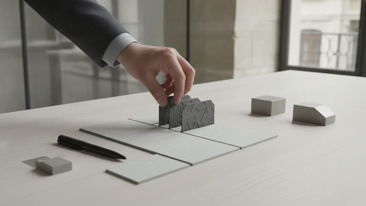 Turn thesis into rules Organizing strategy steps into categories on a work desk