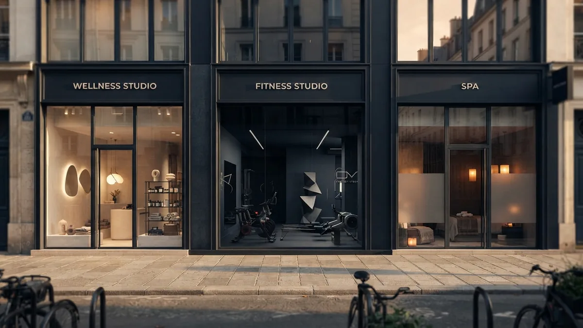 Wellness storefront near fitness and spa partners in a local neighborhood