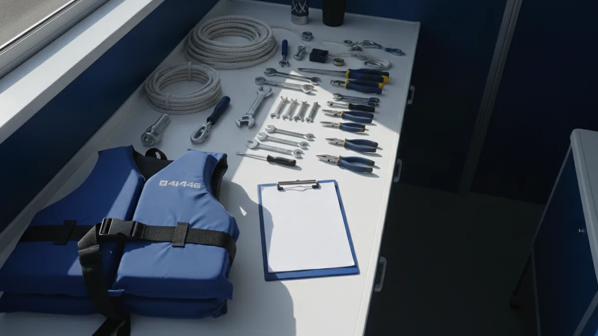 Pick a service model with confidence Boat maintenance tools and safety gear on a clean workbench