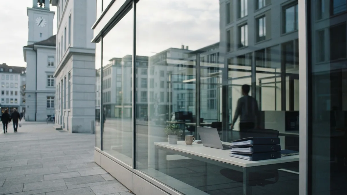 Contractor licensing research setting Modern office setting near civic buildings for contractor licensing research