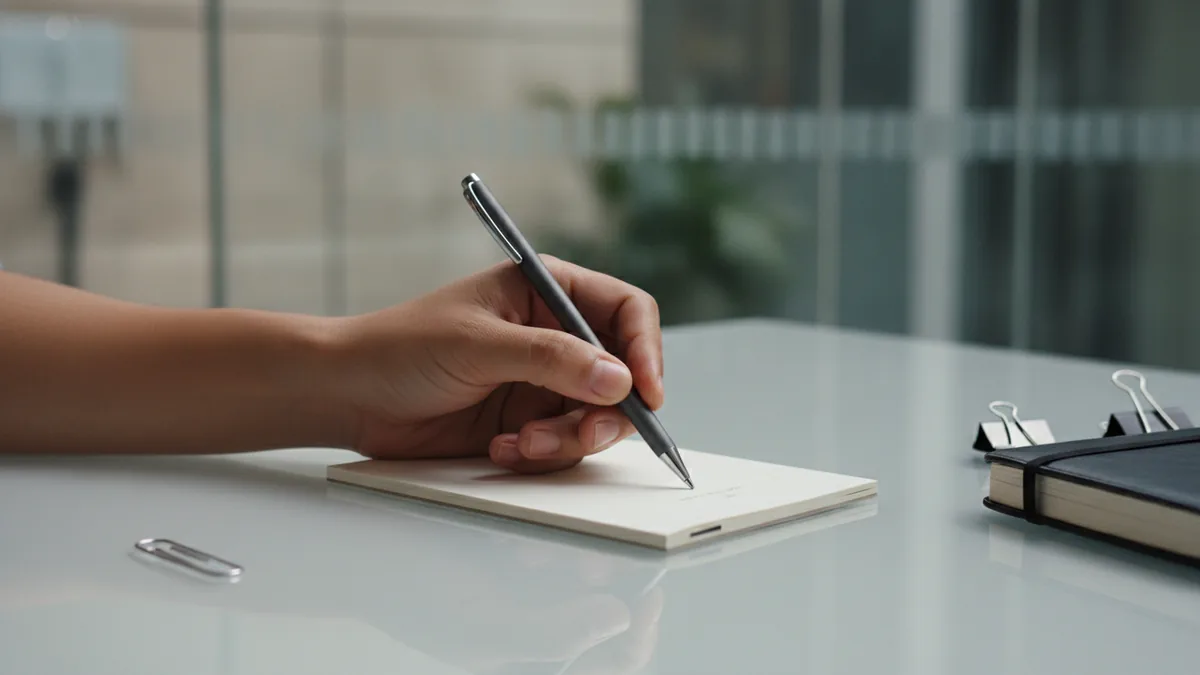 Start with simple notes Hand writing notes for defining what you do and who it serves