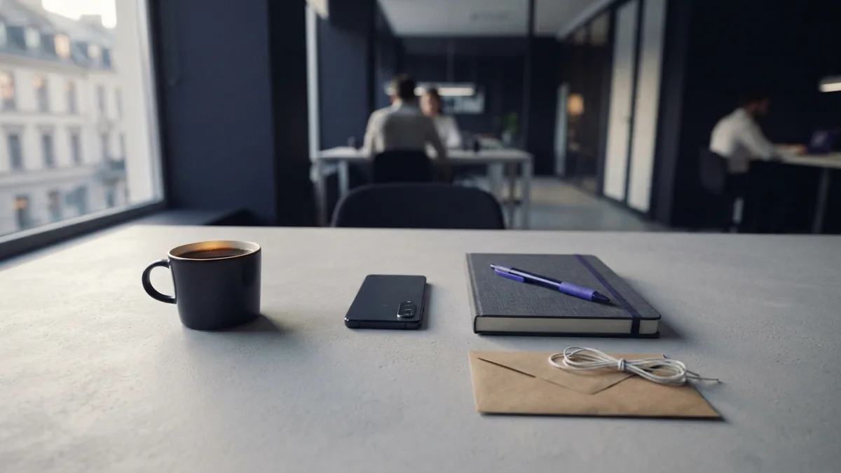Mobile ecommerce workspace Minimal office desk prepared for mobile ecommerce planning