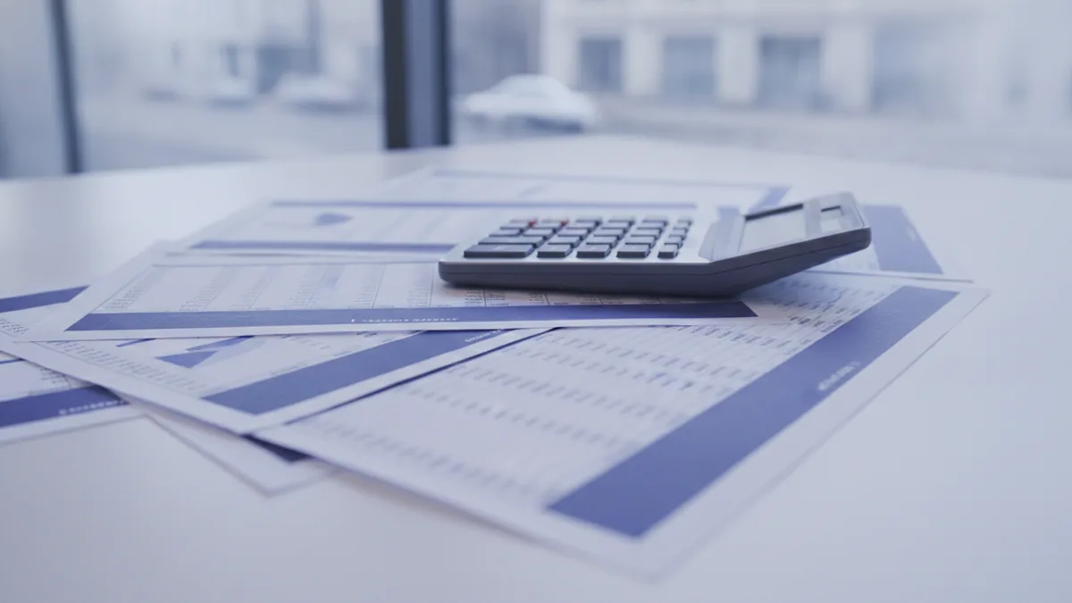 Financial documents and calculator representing accounting study