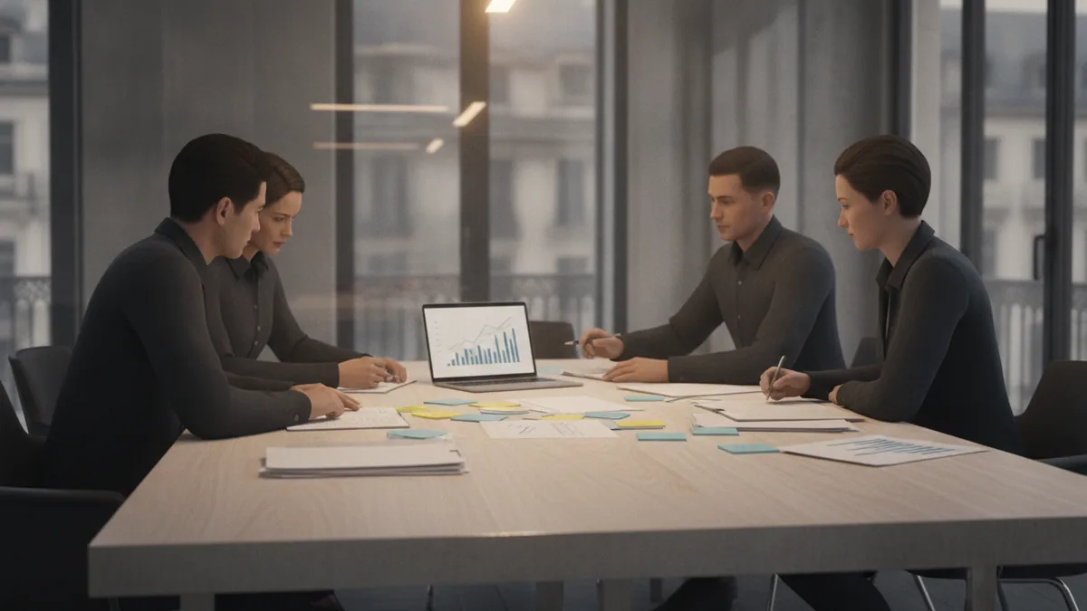 Team reviewing a growth plan for a digital marketing career