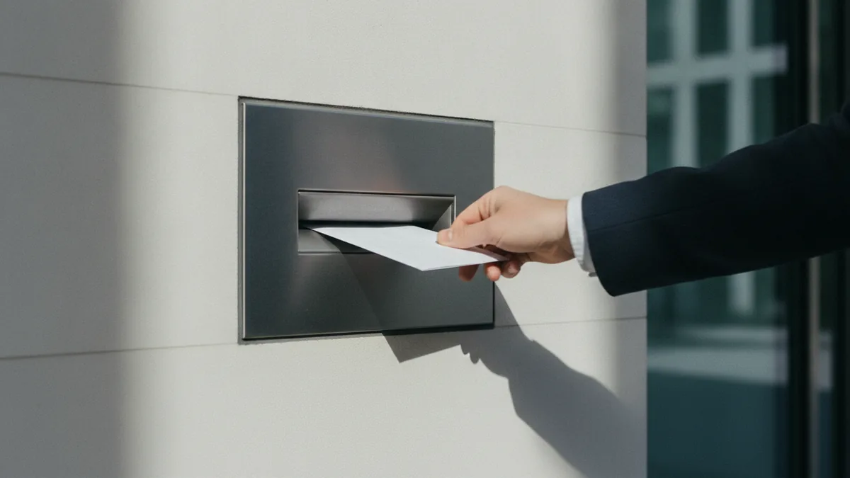 Depositing an envelope into a bank drop box on a weekend
