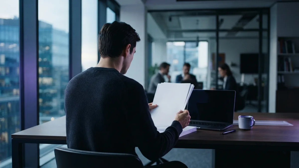 Business owner preparing documents for an online bank account application