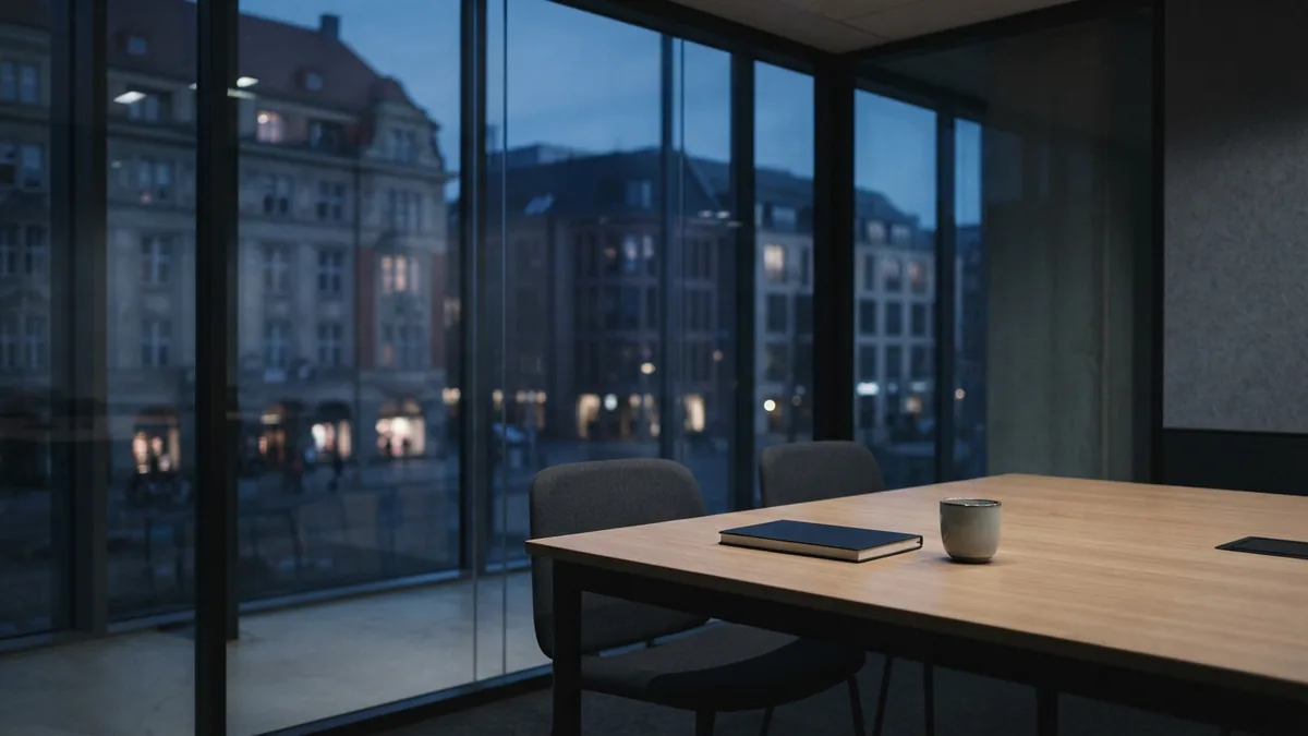 Quiet glass meeting room for comparing business banking options