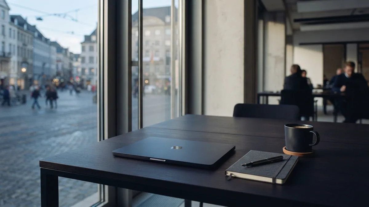 Modern co-working desk arranged for careful business record keeping