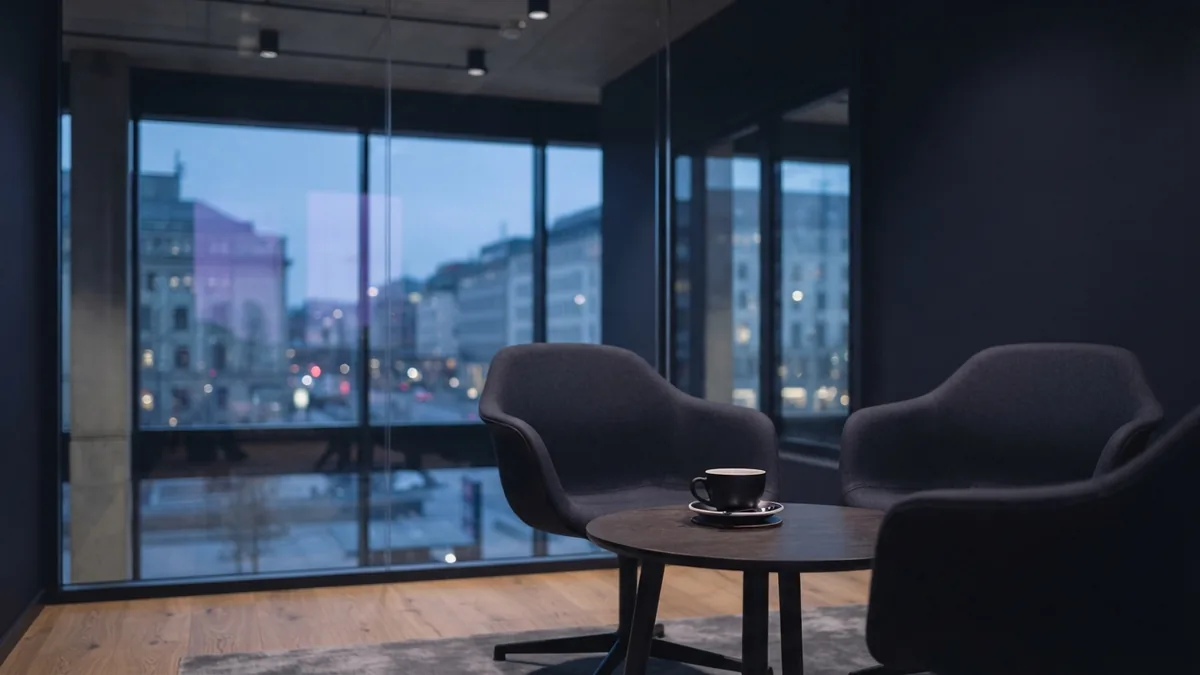 Quiet European meeting room used for weighing retirement planning choices