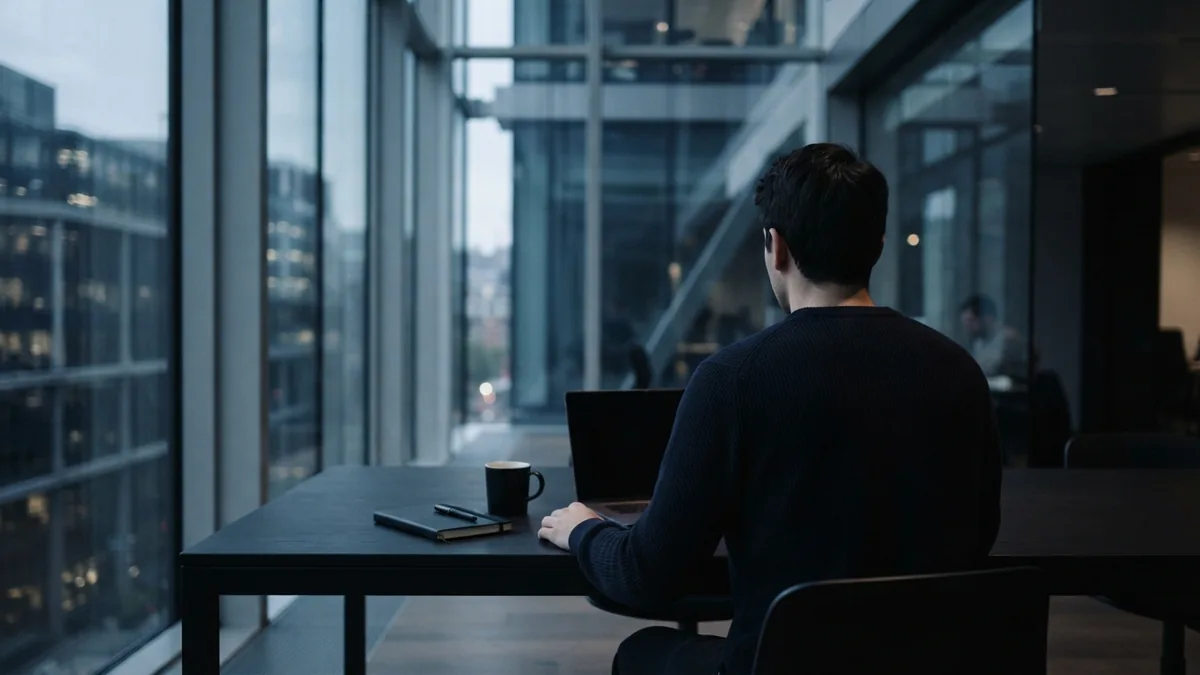 Focused desk for reviewing startup settings Anonymous office worker reviewing computer startup settings at a clean desk
