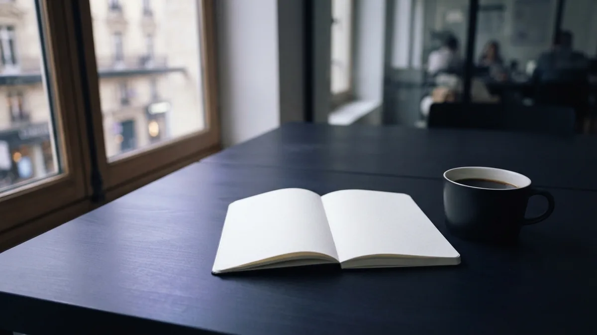 Blank notebook and plain paper on a clean table for business planning
