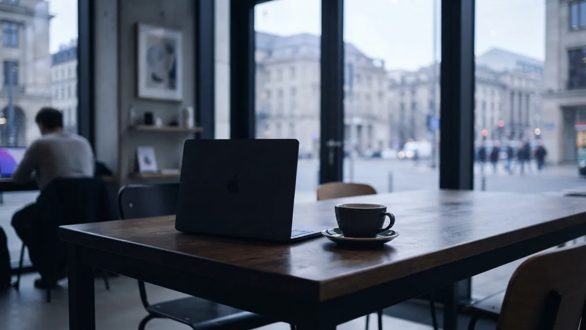 A calm setting for launch planning A calm co-working desk prepared for planning a small business launch