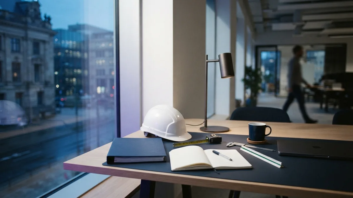 Planning an electrical business launch Trade planning desk with safety gear and tools for launching an electrical business