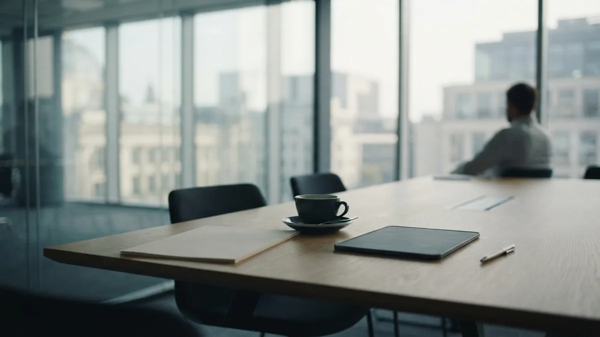 A focused setting for customer research Modern European meeting table prepared for customer research and business planning