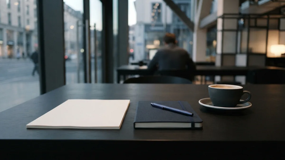 Minimal coworking desk arranged for planning business goals and tasks