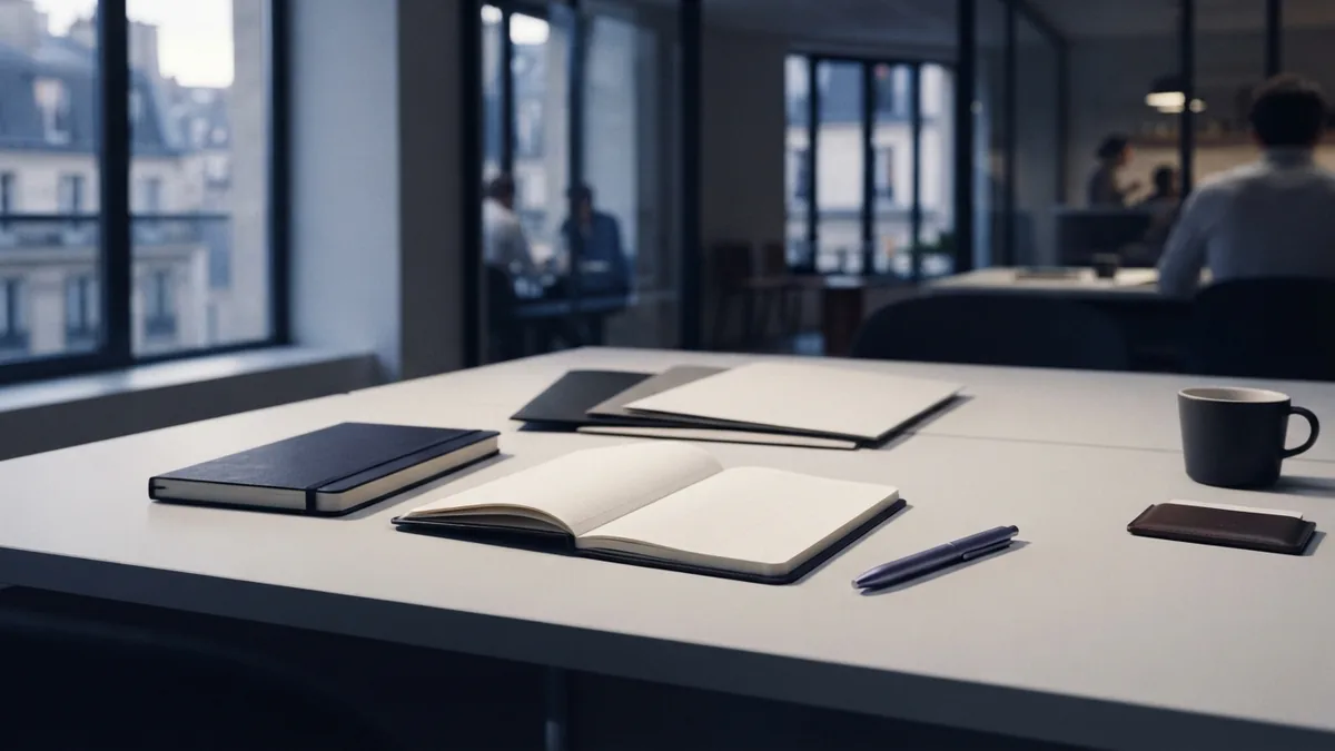 Organized finance workspace with ledger and folders for creditor review