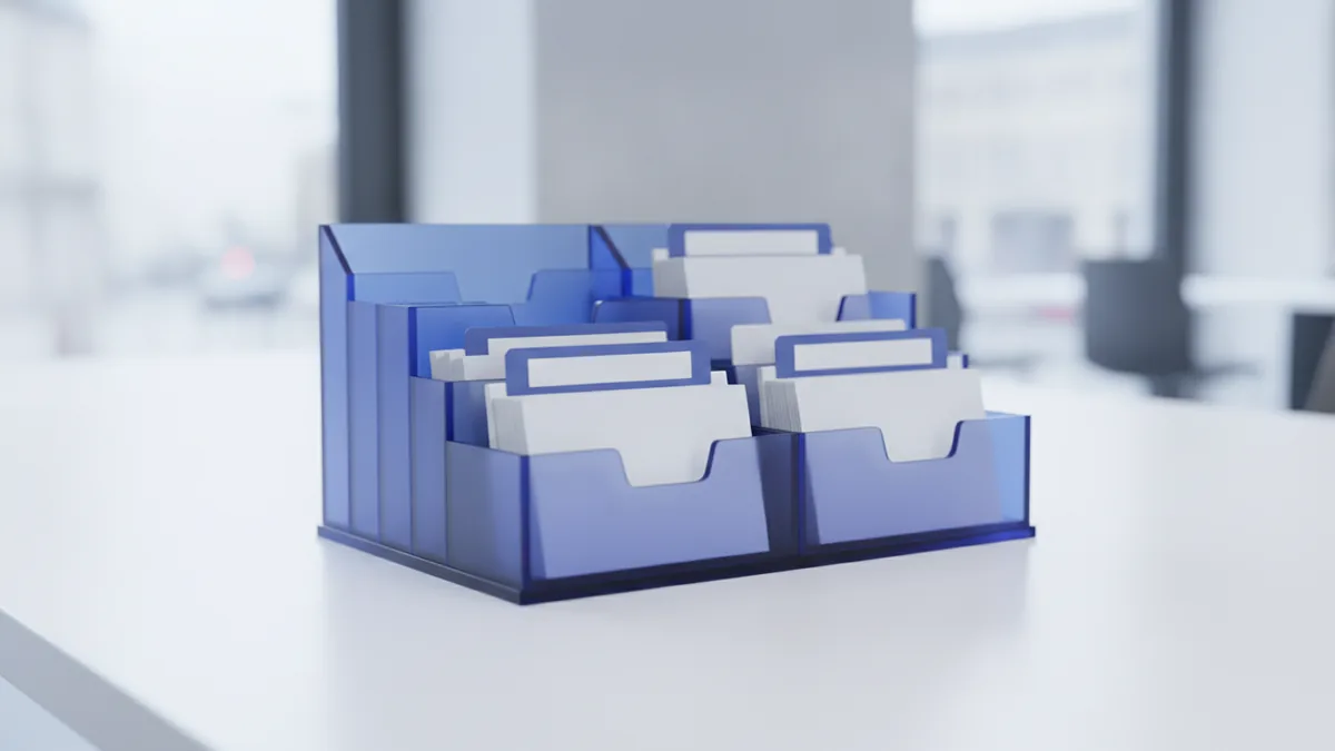 Organized desk items suggesting a unified customer record system