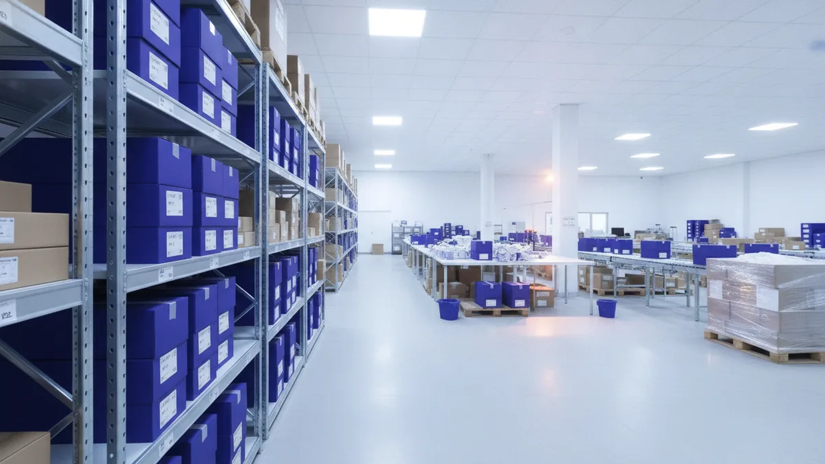 Inventory and packing area illustrating common short-term loan uses