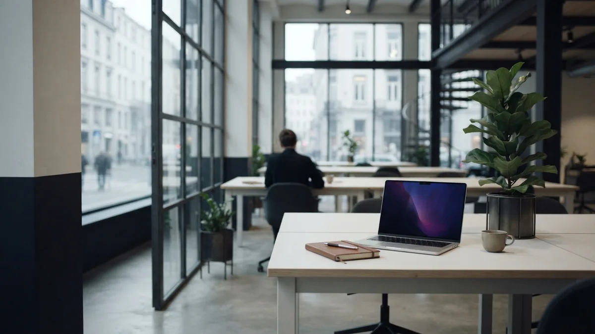 Modern co-working space representing different business branding styles