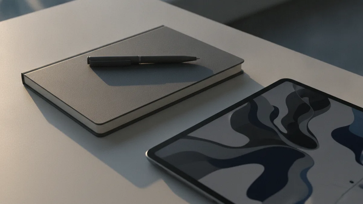 Clear planning session with notes and analytical tools on a desk.