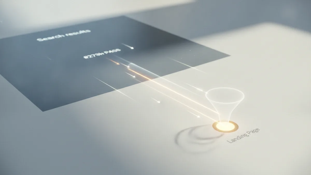 From click to conversion Light beams forming a funnel concept from ad click to conversion