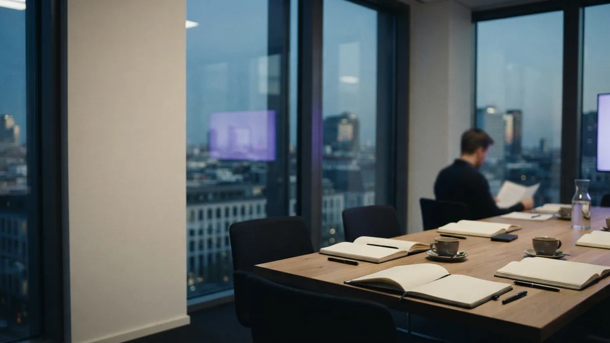 Modern European meeting room showing a calm setting for marketing work