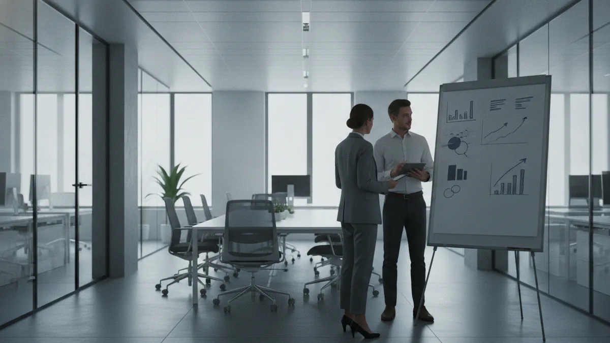 Sales team aligning on targets and growth priorities in an office