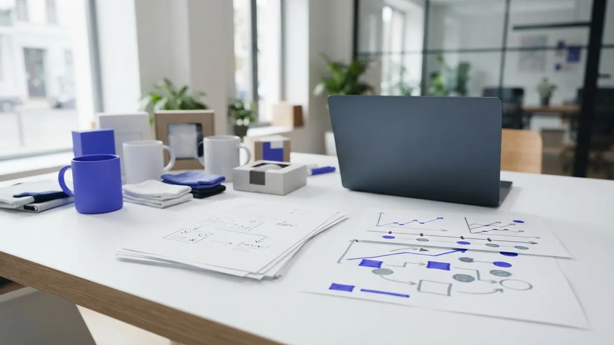 E-commerce marketing and sales planning Online retail marketing workspace with product planning and customer retention analysis