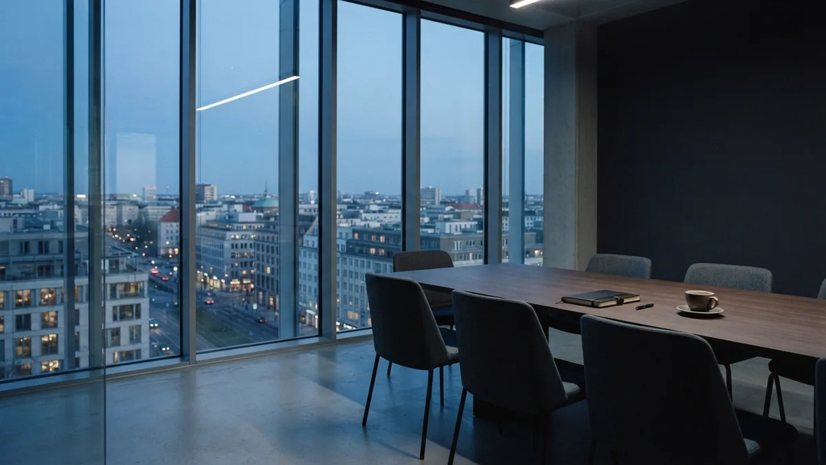 A focused space to review a business plan Calm European meeting room suited to reviewing a business plan with partners